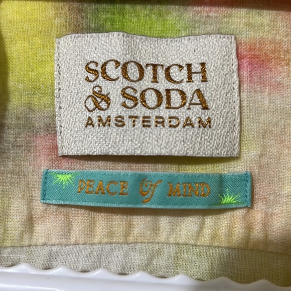 Scotch & Soda Yellow Short Sleeve Button Shirt - Picture 2 of 5